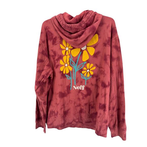 Neff Men's Rust Red Tie Dye Graphic Hoodie Sweatshirt Size Large - Picture 1 of 6